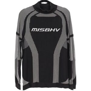 MISBHV SPORT Mens Sz XL Black Gray Logo Print Long Sleeve Athletic Stretch Shirt